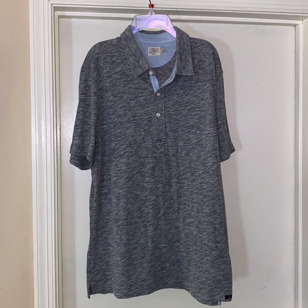 EUC Men’s Faherty Short Sleeved Polo Shirt Size L